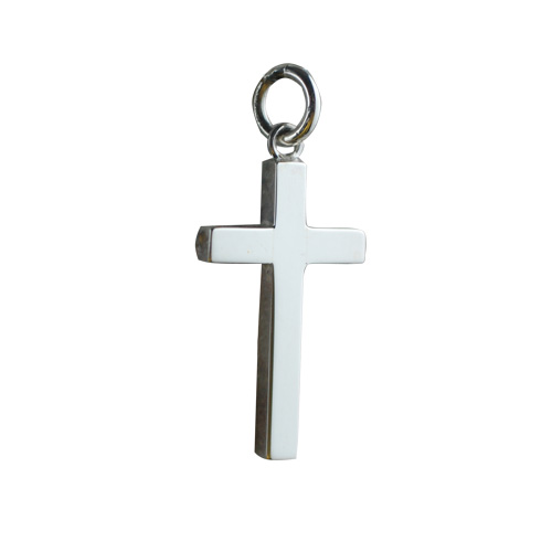 Silver 25x15mm Plain Solid Block Cross
