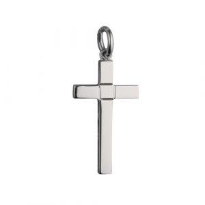 Silver 25x15mm engine turned centre square block Cross