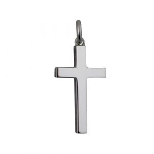 9ct White Gold 25x15mm Plain Solid Block Cross