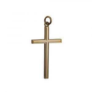9ct Gold 40x24mm line border Solid Block Cross