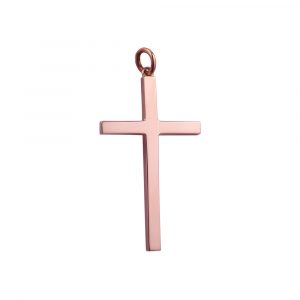 9ct Rose Gold 40x24mm Plain Solid Block Cross