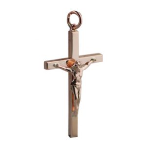 9ct Rose Gold 40x24mm Solid Block Crucifix Cross