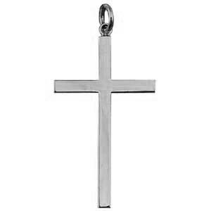 Silver 40x24mm Plain Solid Block Cross