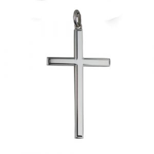 Silver 40x24mm line border Solid Block Cross