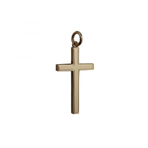 9ct Gold 30x18mm line border Solid Block Cross
