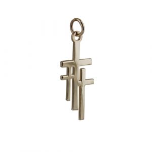 9ct Gold 26x12mm Three Crosses of Calvery
