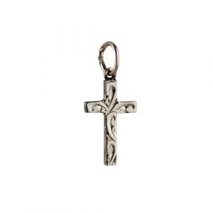 9ct Gold 15x9mm hand engraved Solid Block Cross