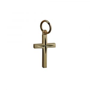 9ct Gold 15x9mm diamond cut star Solid Block Cross