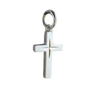 Silver 15x9mm diamond cut star Solid Block Cross