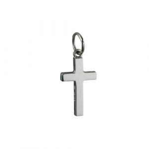9ct White Gold 15x9mm plain Solid Block Cross