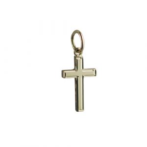 18ct Gold 15x9mm line border Solid Block Cross
