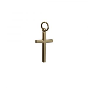 9ct Gold 20x12mm line border Solid Block Cross