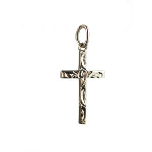 9ct Gold 20x12mm hand engraved Solid Block Cross