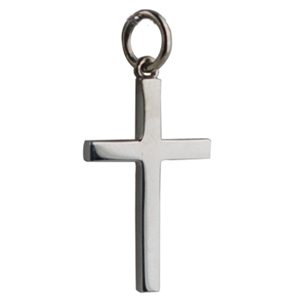 9ct White Gold 20x12mm Plain Solid Block Cross