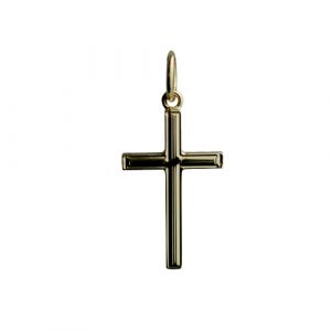 18ct Gold 20x12mm line border Solid Block Cross