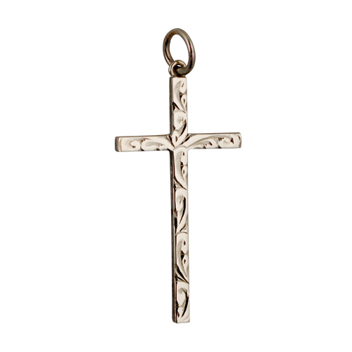 9ct Gold 31x16mm hand engraved Solid Block Cross