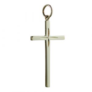 9ct Gold 31x16mm diamond cut star Solid Block Cross
