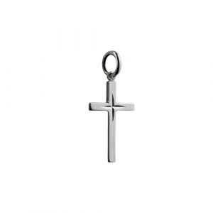 Silver 31x16mm diamond cut star Solid Block Cross
