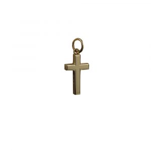 9ct Gold 17x10mm line border Solid Block Cross