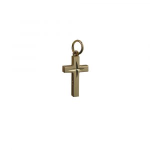 9ct Gold 17x10mm diamond cut star Solid Block Cross