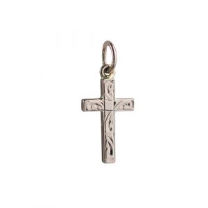 9ct Rose Gold 17x10mm hand engraved Solid Block Cross