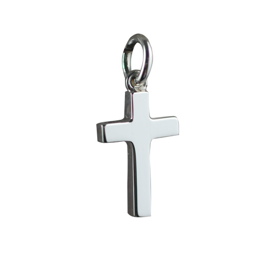 Silver 17x10mm Plain Solid Block Cross