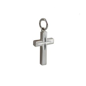 Silver 17x10mm diamond cut star Solid Block Cross