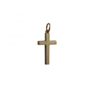 9ct Gold 20x13mm line border Solid Block Cross