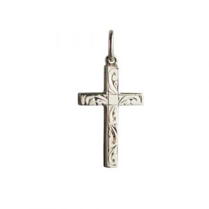 9ct Gold 20x13mm hand engraved Solid Block Cross