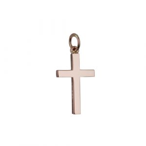 9ct Rose Gold 20x13mm plain Solid Block Cross