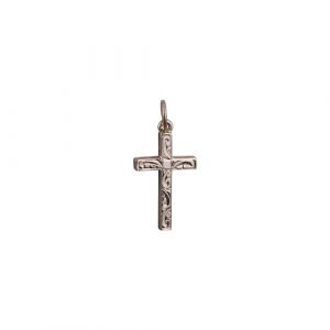 9ct Rose Gold 20x13mm hand engraved Solid Block Cross