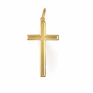 9ct Gold 25x15mm line border Solid Block Cross