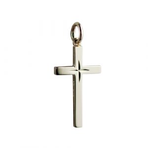 9ct Gold 25x15mm diamond cut star Solid Block Cross