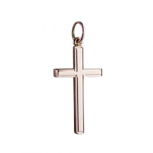 9ct Rose 25x15mm line border Solid Block Cross