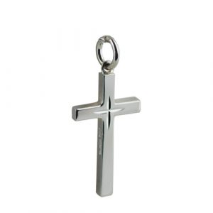 Silver 25x15mm diamond cut star Solid Block Cross