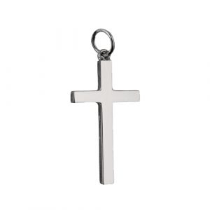 9ct White Gold 25x15mm plain Solid Block Cross