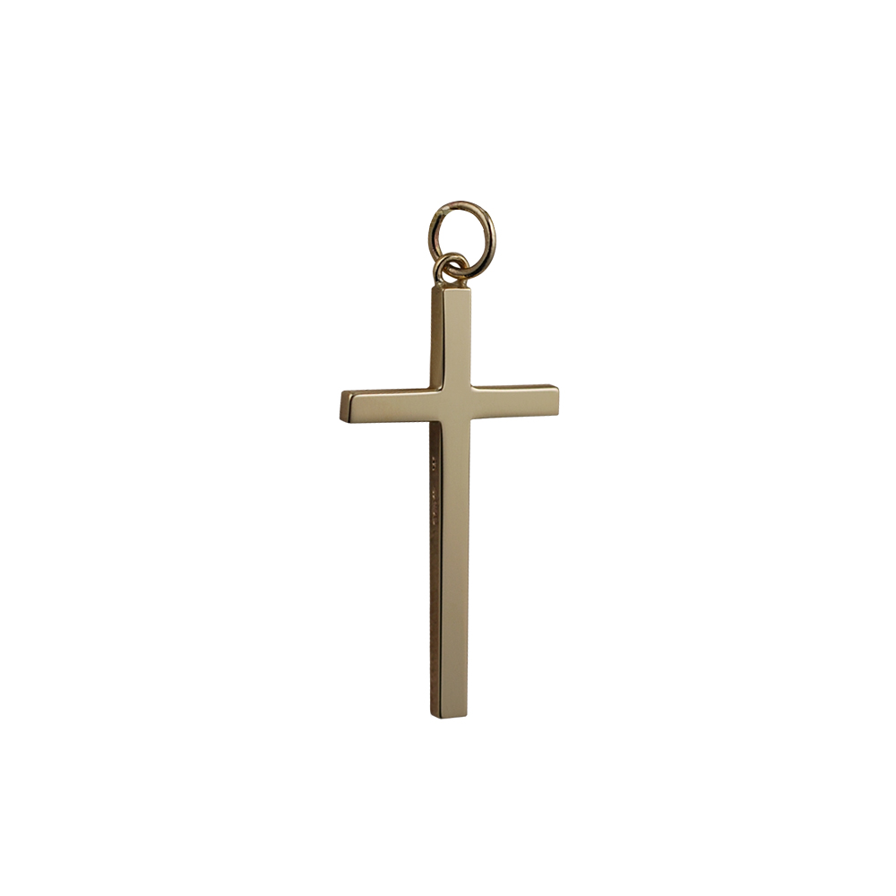 9ct Gold 34x18mm plain Solid Block Cross
