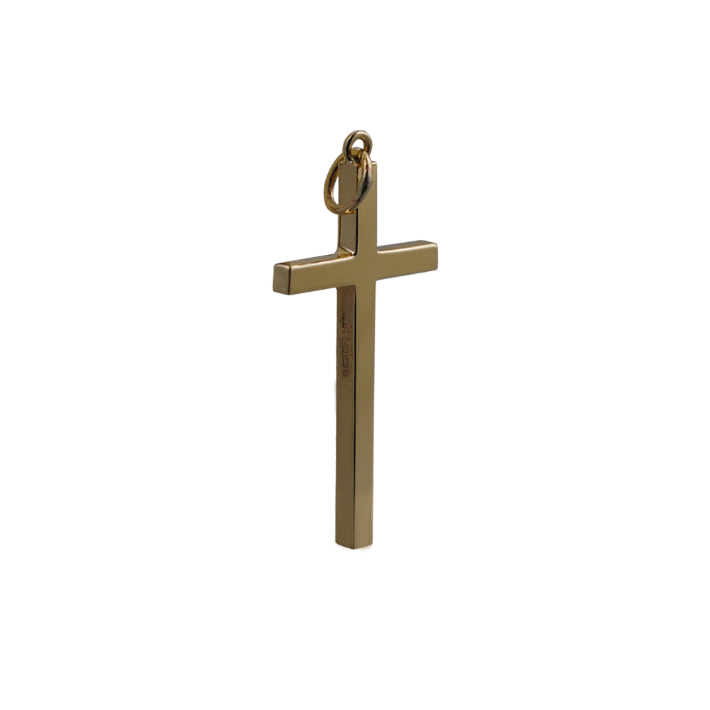 9ct Gold 34x18mm plain Solid Block Cross - Image 2