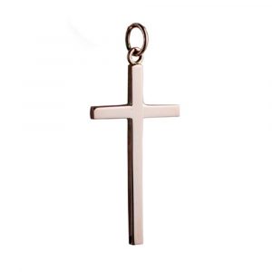 9ct Rose Gold 34x18mm Plain Solid Block Cross