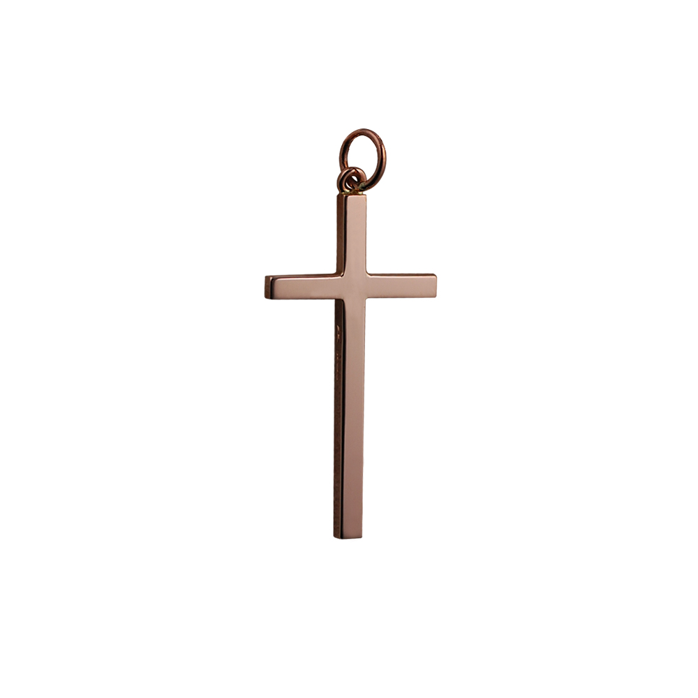 9ct Rose Gold 34x18mm line border Solid Block Cross - Image 2