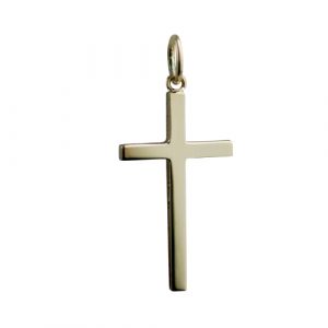 18ct Gold 25x14mm plain Solid Block Cross