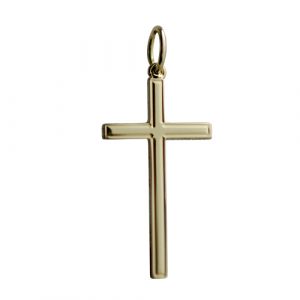 18ct Gold 25x14mm line border Solid Block Cross