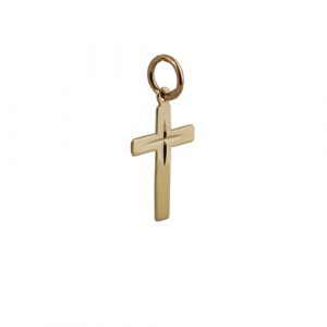9ct Gold 16x10mm diamond cut star Flat Latin Cross