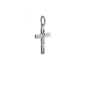 Silver 16x10mm hand engraved Flat Latin Cross