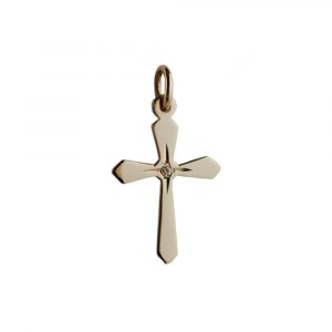 9ct Gold 21x16mm Flat diamond cut star set with diamond Cross