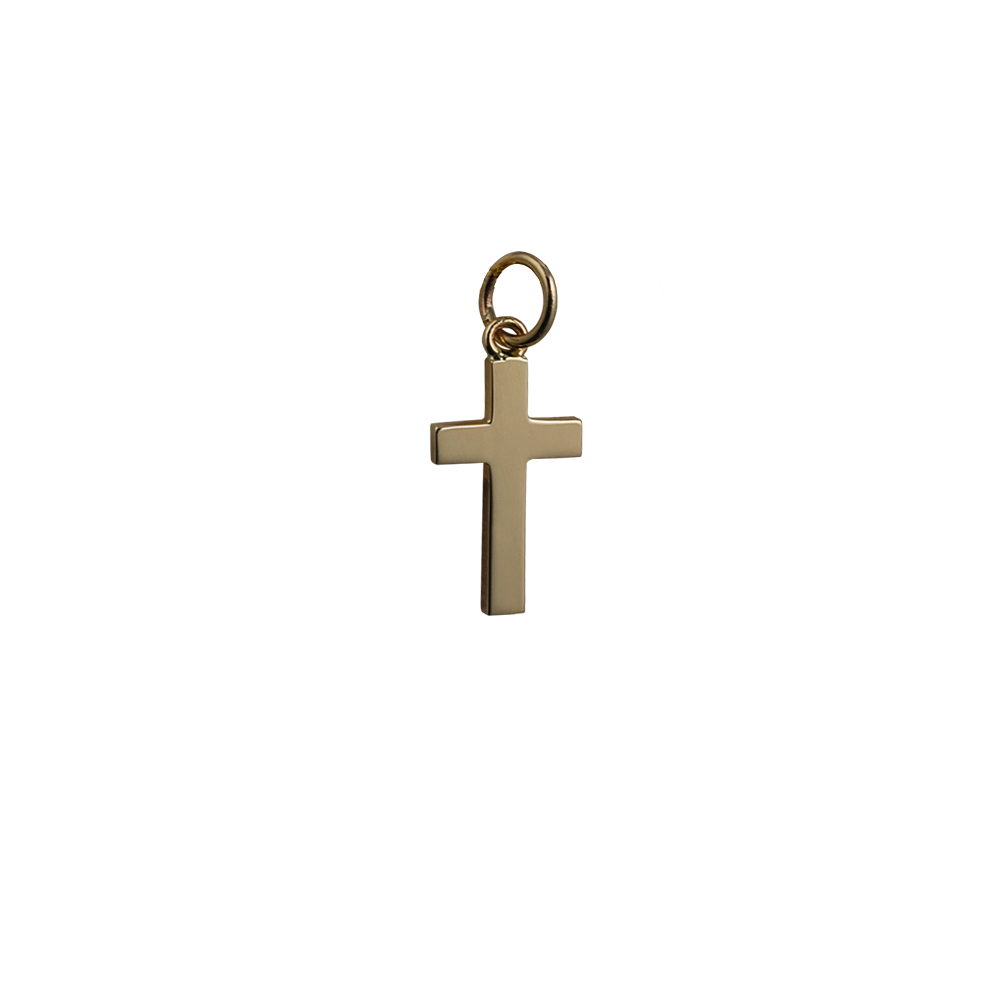 9ct Gold 17x10mm Plain Solid Block Cross