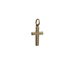 9ct Gold 17x10mm line border Solid Block Cross