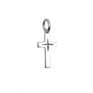 Silver 17x10mm diamond cut star Solid Block Cross