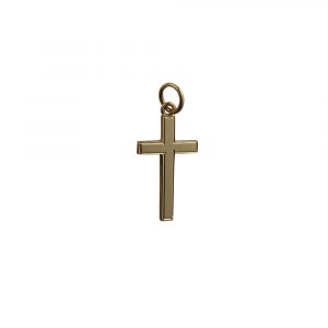 9ct Gold 20x12mm line border Solid Block Cross