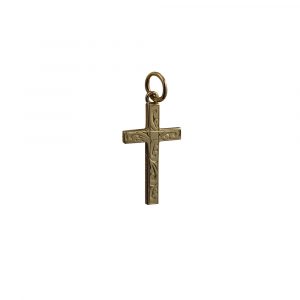 9ct Gold 20x12mm hand engraved Solid Block Cross
